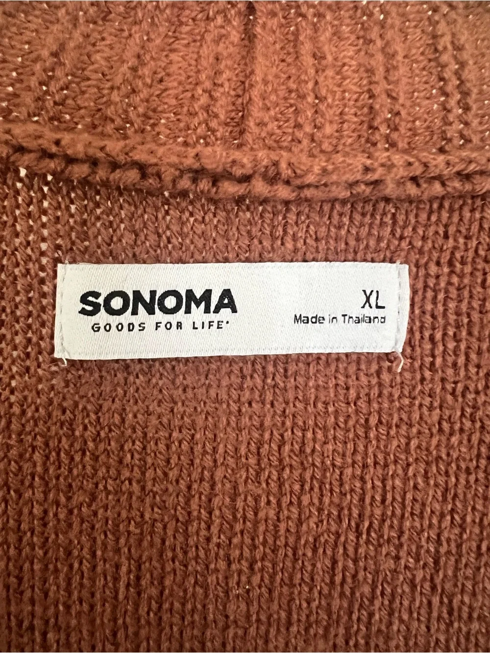 Sonoma Rust Brown Open-Front Longer Cardigan Sweater XL